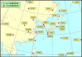 日本とその周辺のIGSに登録された観測局